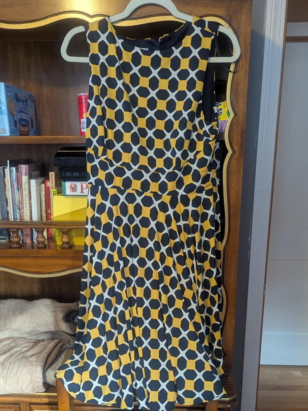 Donna Morgan Yellow & Blue Geometric Midi Dress